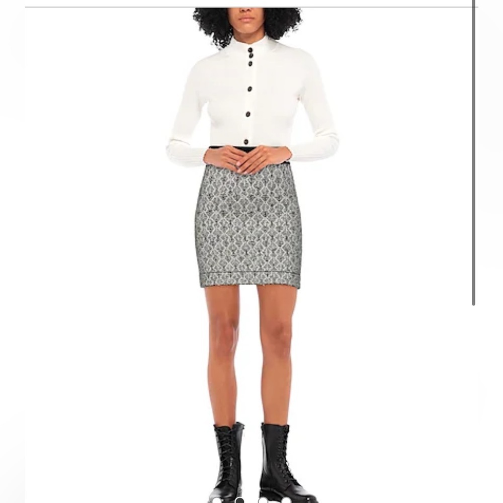 Sandro ivory black Jazz metallic jacquard knit mini skirt size 3/L - Picture 3 of 10
